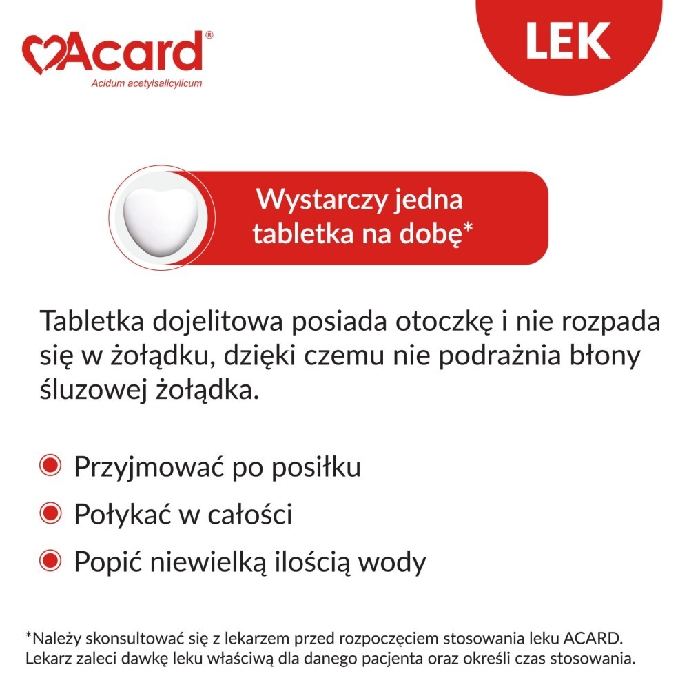 Acard, 75 mg, tabletki dojelitowe, 60 tabletek
