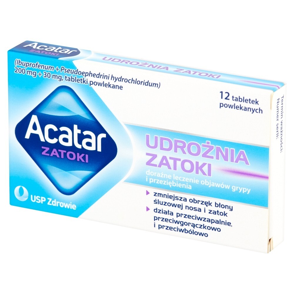 Acatar Zatoki, 200 mg + 30 mg, 12 tabletek powlekanych
