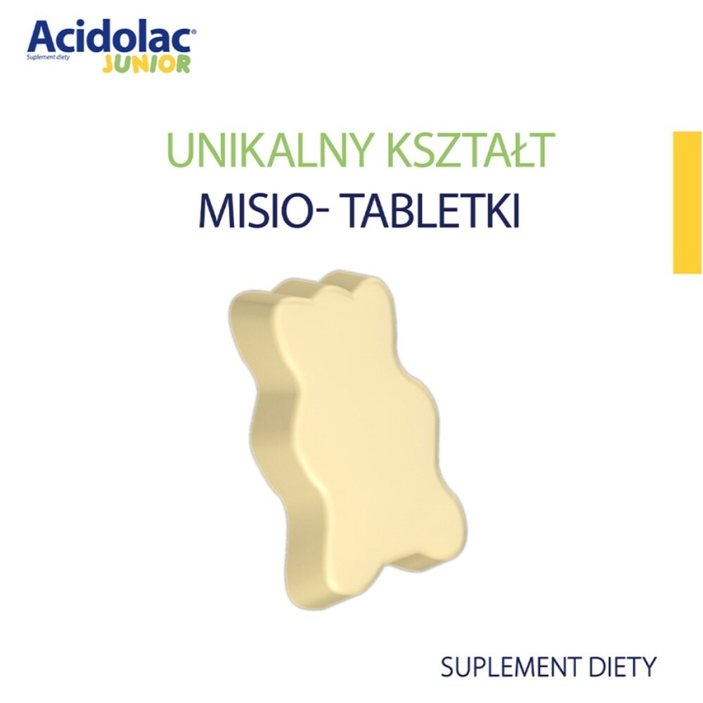 Acidolac Junior, misio-tabletki, smak białej czekolady, 20 sztuk