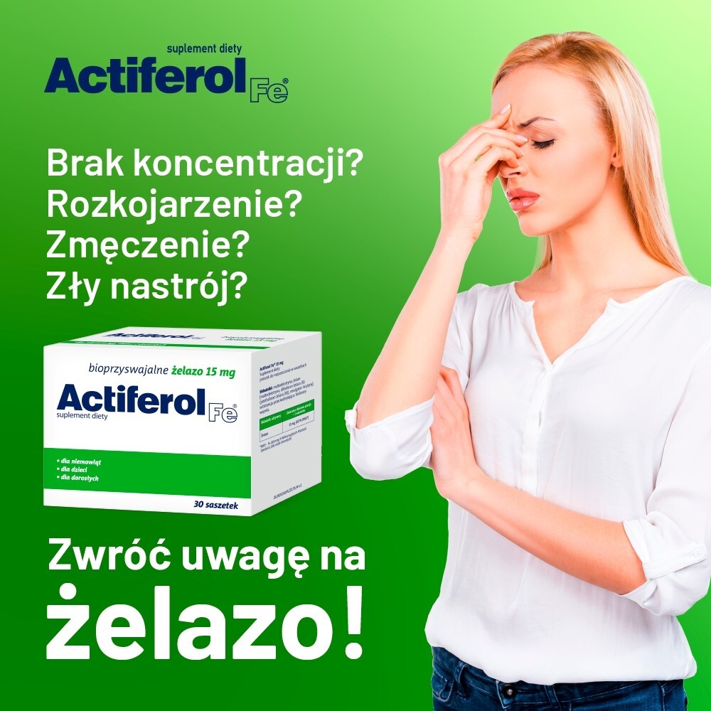 Actiferol Fe, 15 mg, proszek do rozpuszczania, saszetki, 30 saszetek