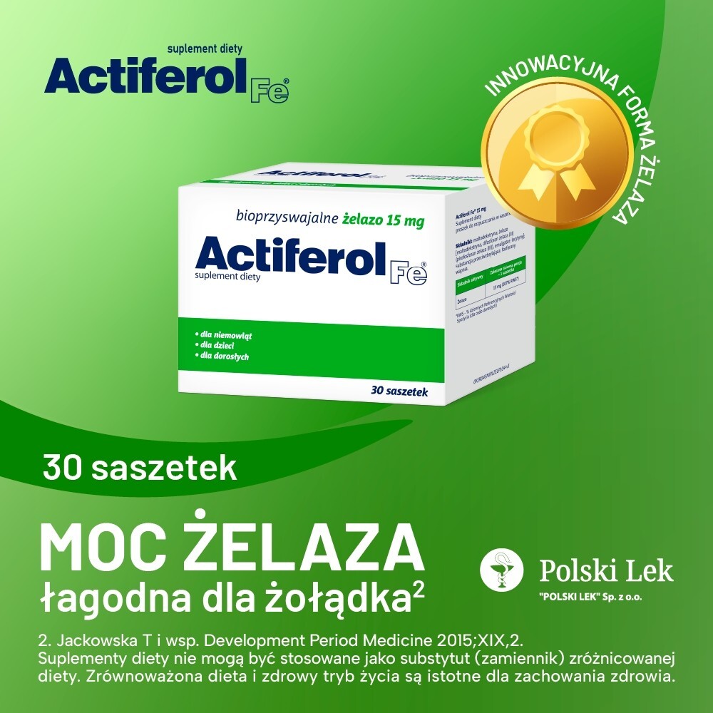 Actiferol Fe, 15 mg, proszek do rozpuszczania, saszetki, 30 saszetek