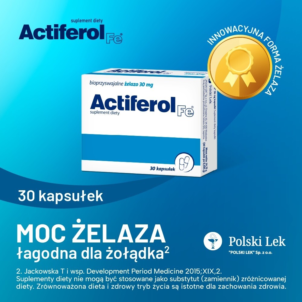 Actiferol Fe, 30 mg, kapsułki otwierane, 30 kapsułek