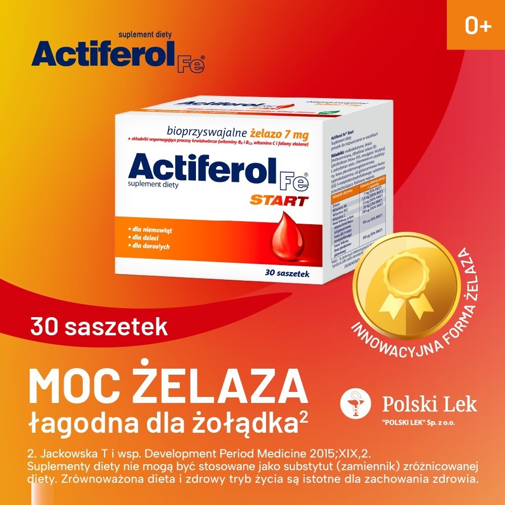 Actiferol Fe Start Suplement diety bioprzyswajalne żelazo 7 mg 45 g (30 sztuk)
