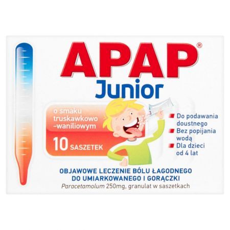 Apap Junior Granulat w saszetkach o smaku truskawkowo-waniliowym 10 saszetek