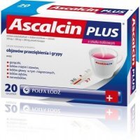 Ascalcin Plus, smak malinowy, 20 saszetek