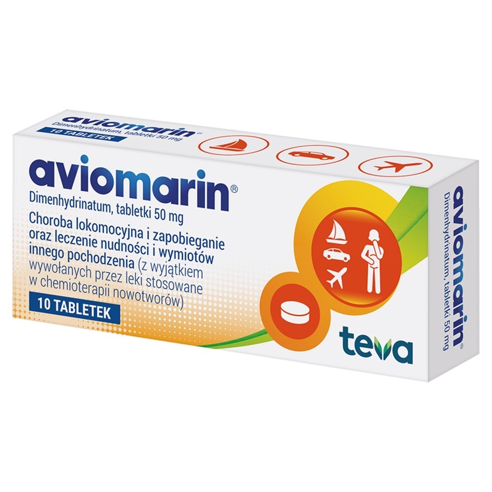 Aviomarin 50 mg choroba lokomocyjna tabletki 10 sztuk