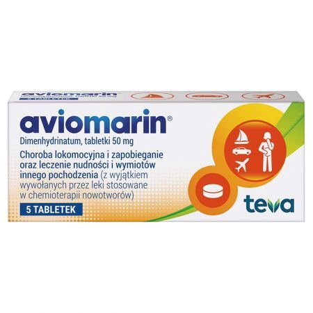 Aviomarin 50 mg choroba lokomocyjna tabletki 5 sztuk