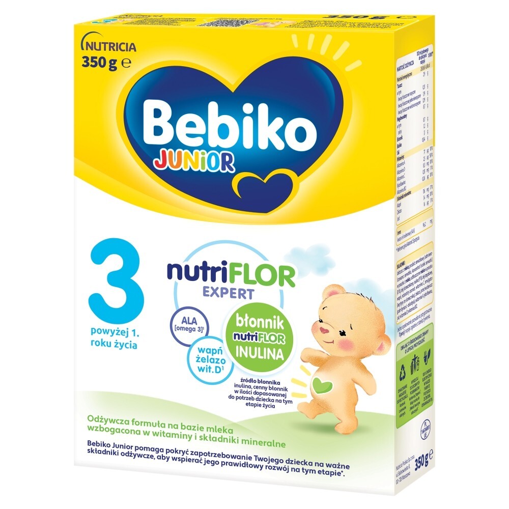Bebiko Junior 3 NUTRIflor Expert, odżywcza formuła na bazie mleka, powyżej 1. roku życia, proszek, 350 g