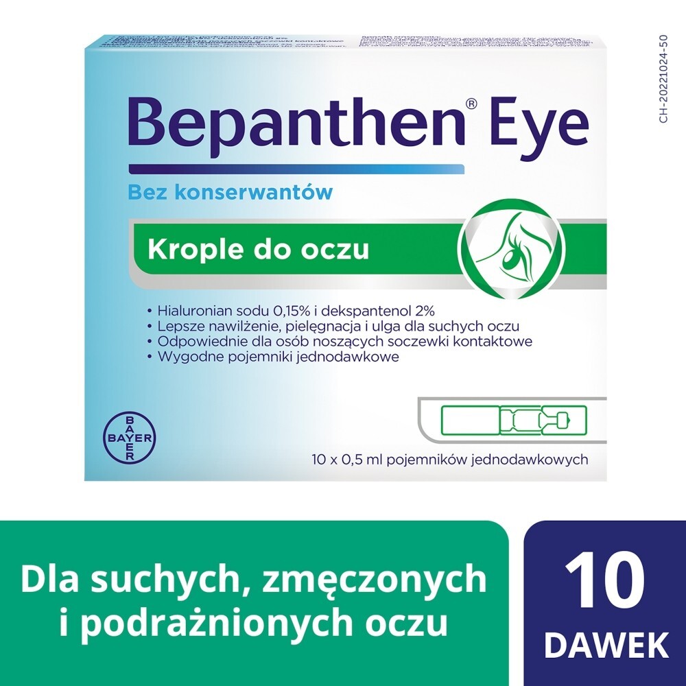 Bepanthen Eye, krople do oczu, 0,5 ml x 10 pojemników jednodawkowych