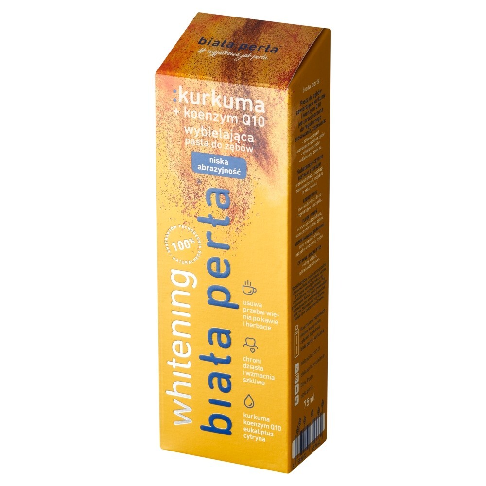Biała Perła Wybielająca pasta do zębów bez przebarwień kurkuma + Q10 75 ml