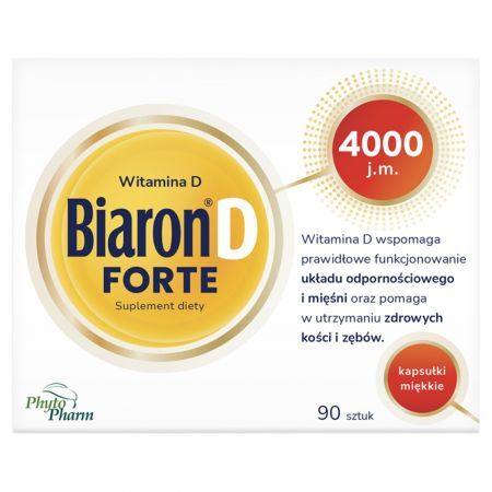 Biaron D Forte Suplement diety witamina D 4000 j.m. kapsułki miękkie 90 sztuk