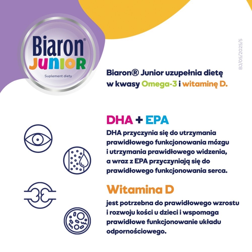 Biaron Junior Suplement diety kapsułki miękkie do żucia o smaku gumy balonowej 30 sztuk