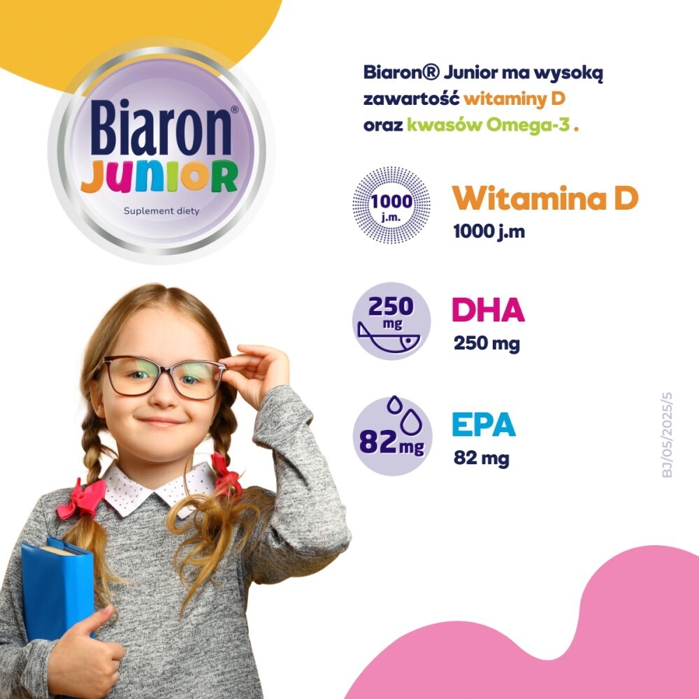 Biaron Junior Suplement diety kapsułki miękkie do żucia o smaku gumy balonowej 30 sztuk