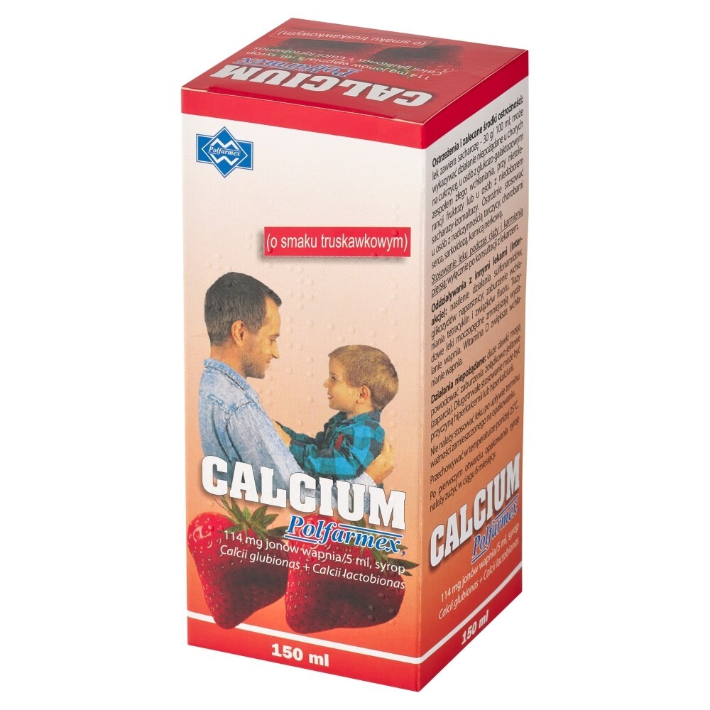 Calcium Polfarmex, syrop, o smaku truskawkowym, 150 ml