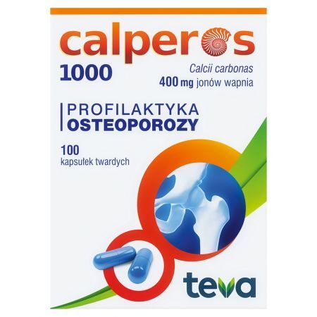Calperos 1000 400 mg jonów wapnia Profilaktyka osteoporozy kapsułki twarde 100 sztuk