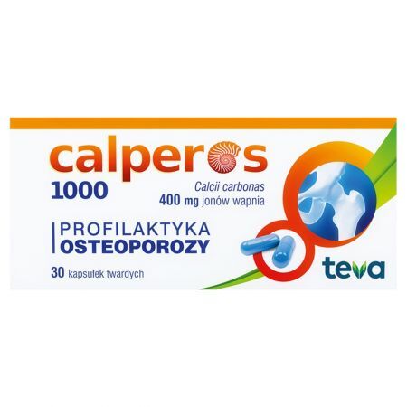 Calperos 1000 400 mg jonów wapnia Profilaktyka osteoporozy kapsułki twarde 30 sztuk
