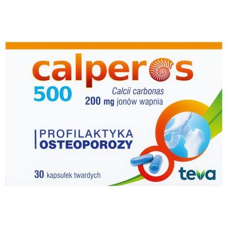 Calperos 500 200 mg jonów wapnia Profilaktyka osteoporozy kapsułki twarde 30 sztuk
