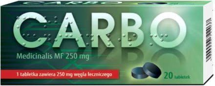 Carbo medicinalis 250 mg x 20 tabl.
