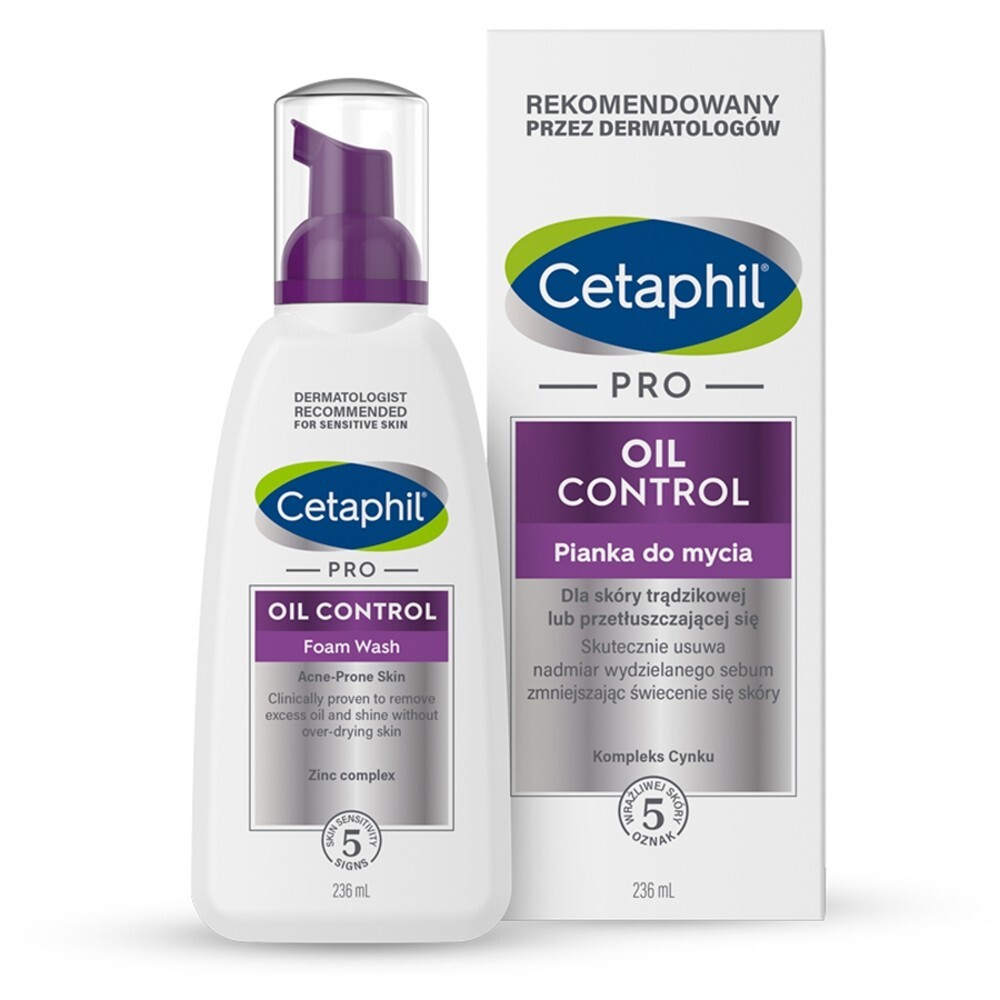 Cetaphil Pro Oil Control, pianka do mycia twarzy, skóra trądzikowa, 236 ml