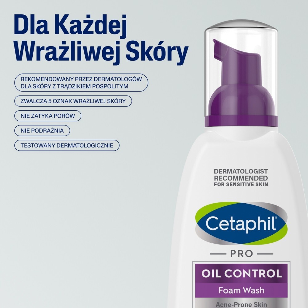 Cetaphil Pro Oil Control, pianka do mycia twarzy, skóra trądzikowa, 236 ml
