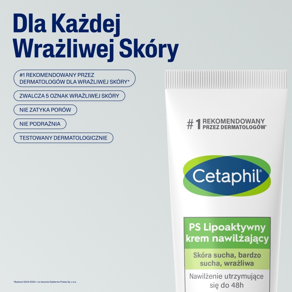 Cetaphil PS, lipoaktywny krem nawilżający, skóra sucha, bardzo sucha, wrażliwa, 100 g