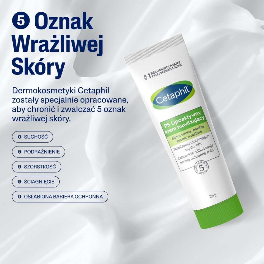 Cetaphil PS, lipoaktywny krem nawilżający, skóra sucha, bardzo sucha, wrażliwa, 100 g