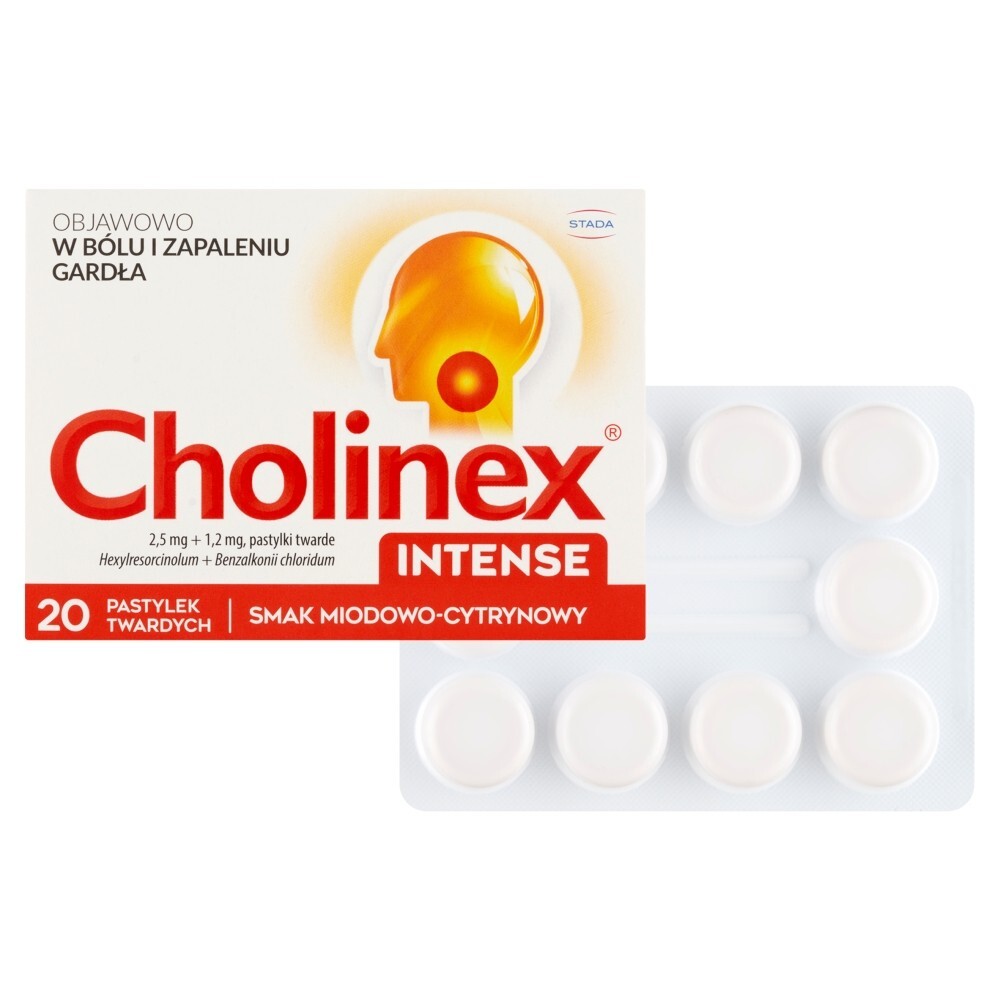 Cholinex Intense, tabletki do ssania, miód i cytryna, 20 tabletek
