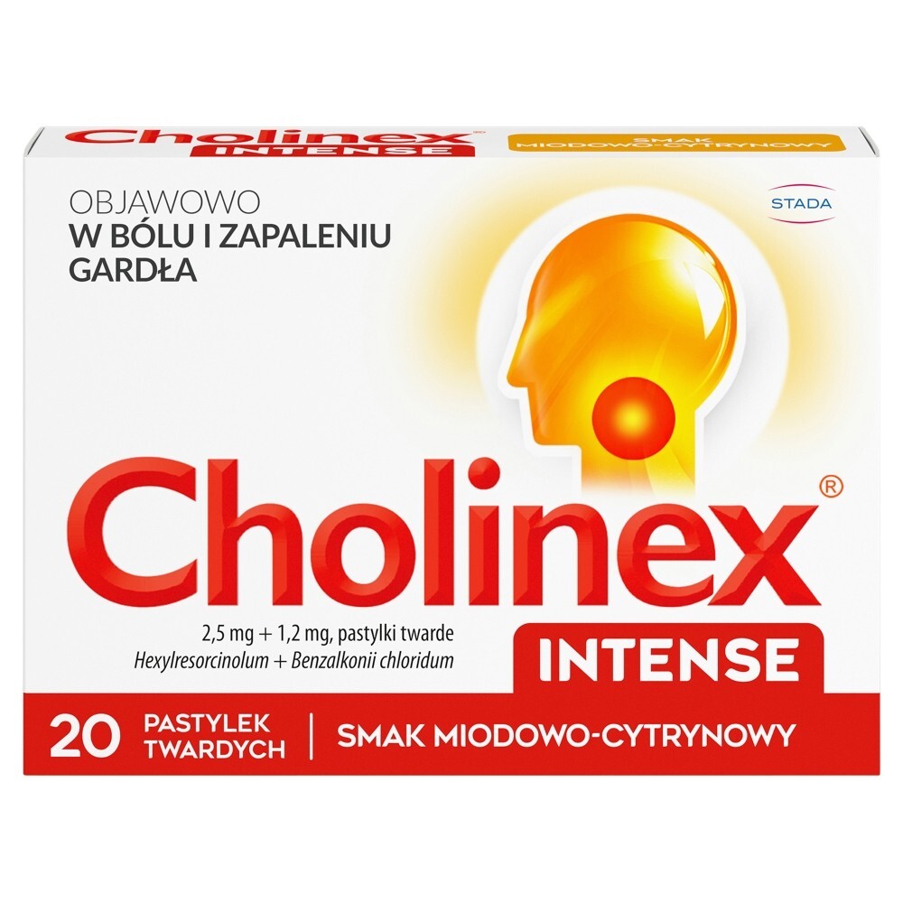 Cholinex Intense, tabletki do ssania, miód i cytryna, 20 tabletek