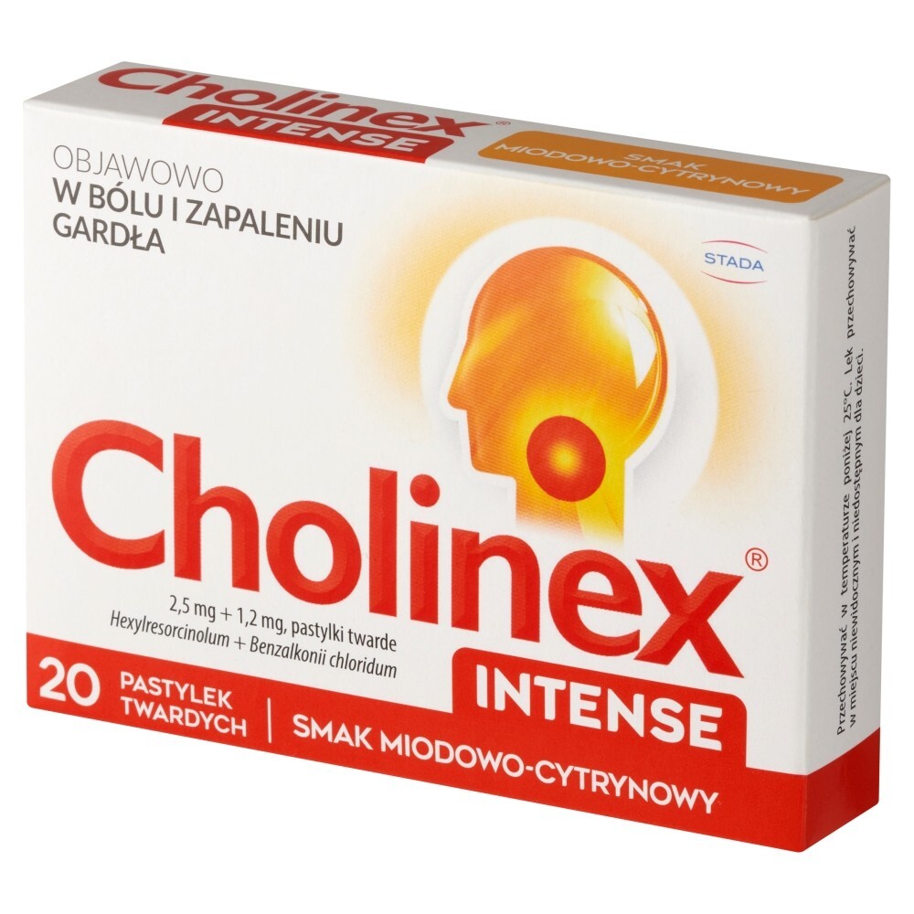 Cholinex Intense, tabletki do ssania, miód i cytryna, 20 tabletek