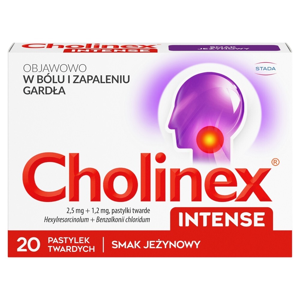 Cholinex Intense, tabletki do ssania, smak jeżynowy, 20 tabletek