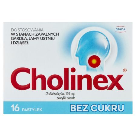 Cholinex Pastylki bez cukru 16 sztuk
