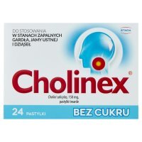 Cholinex Pastylki bez cukru 24 sztuki