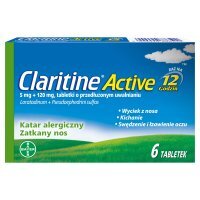 Claritine Active, 5 mg + 120 mg, tabletki o przedłużonym uwalnianiu, 6 tabletek