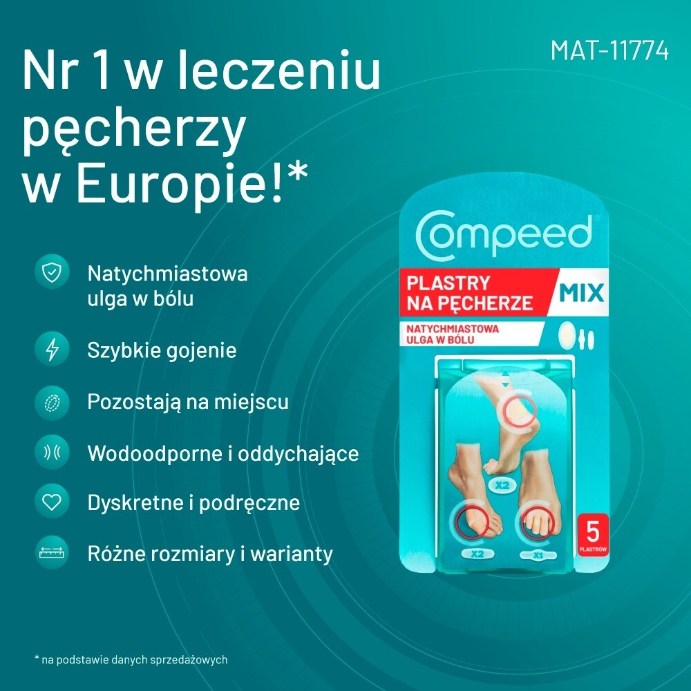 Compeed Plastry na pęcherze, mix, 5 sztuk