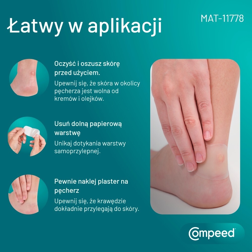 Compeed, Plastry na pęcherze na piętach, średnie, 5 sztuk