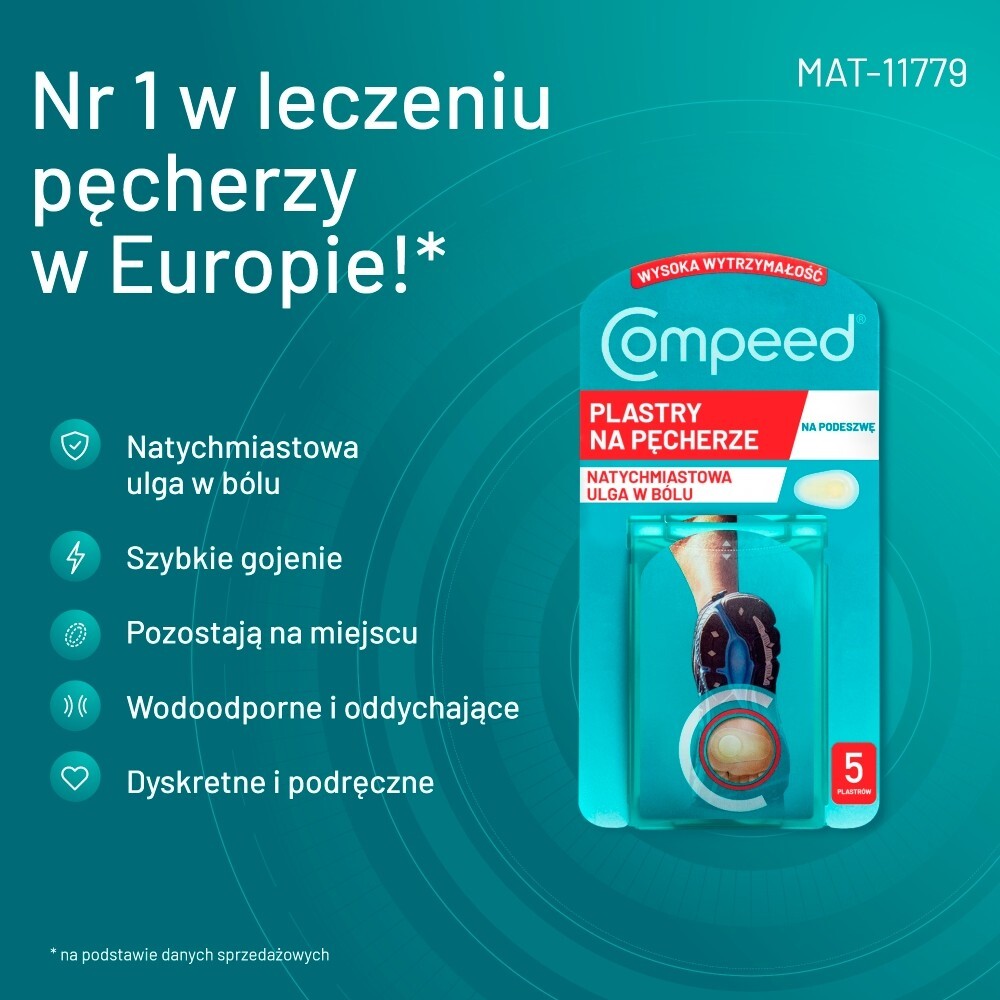 Compeed plastry na pęcherze na podeszwie, sportowe, 5 sztuk