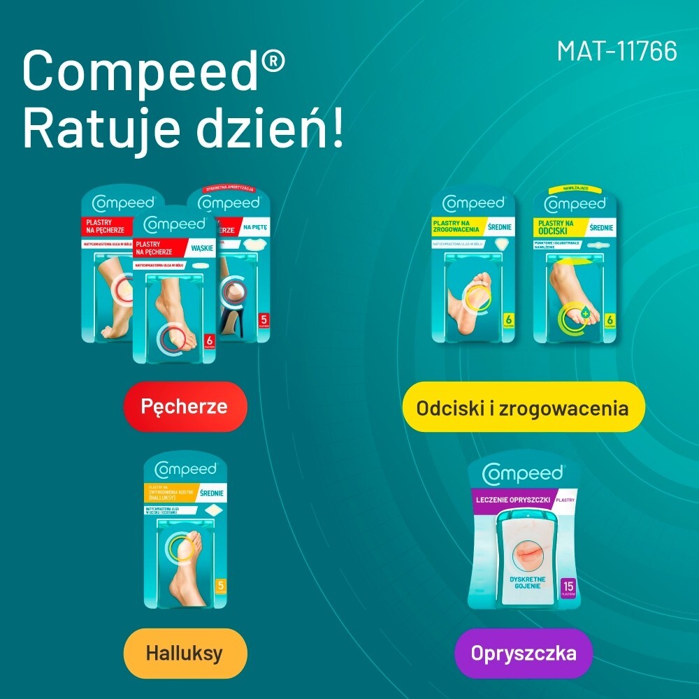 Compeed, Plastry na pęcherze, średnie, 5 sztuk