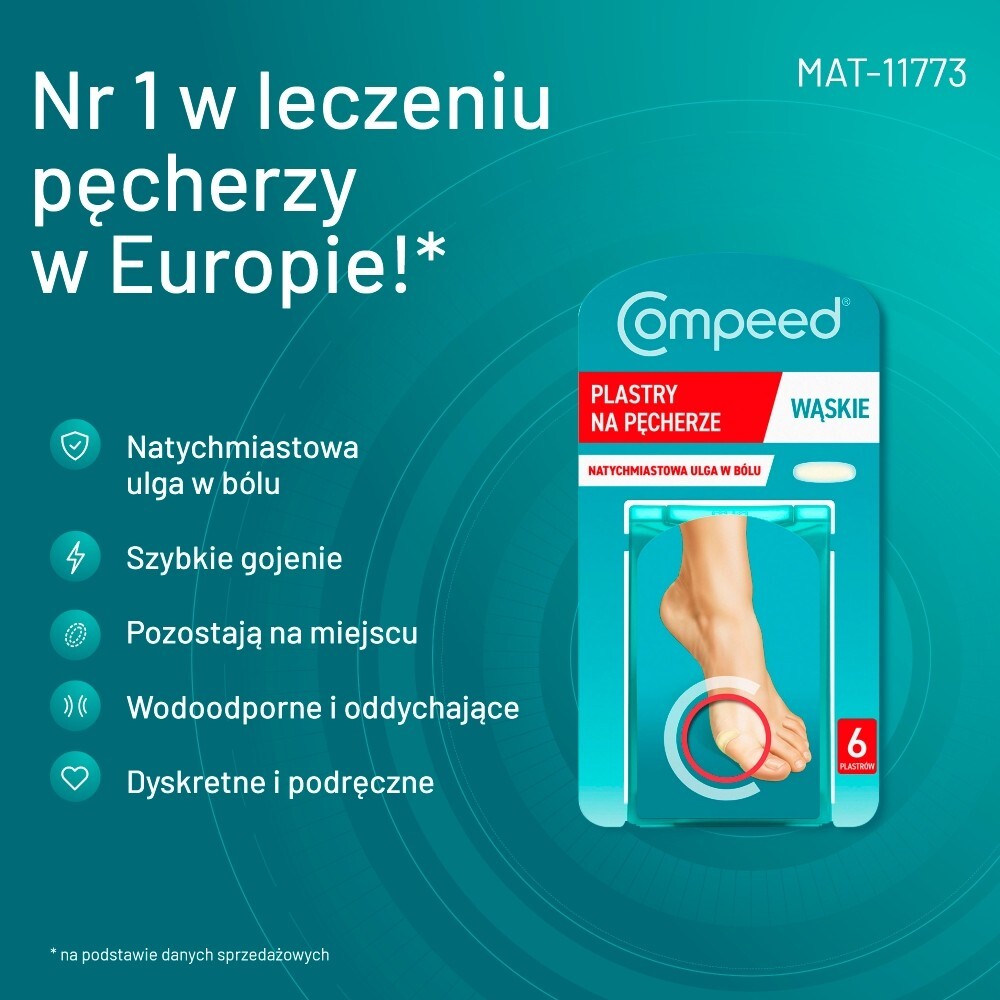 Compeed Plastry na pęcherze, wąskie, 6 sztuk