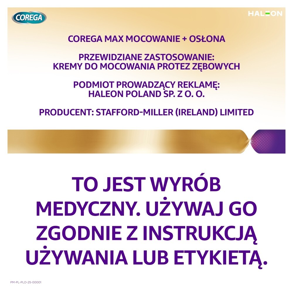 Corega Max MOCOWANIE + OSŁONA, krem mocujący do protez zębowych, 40 g