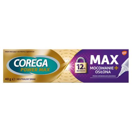 Corega Power Max Wyrób medyczny krem mocujący do protez zębowych neutralny smak 40 g