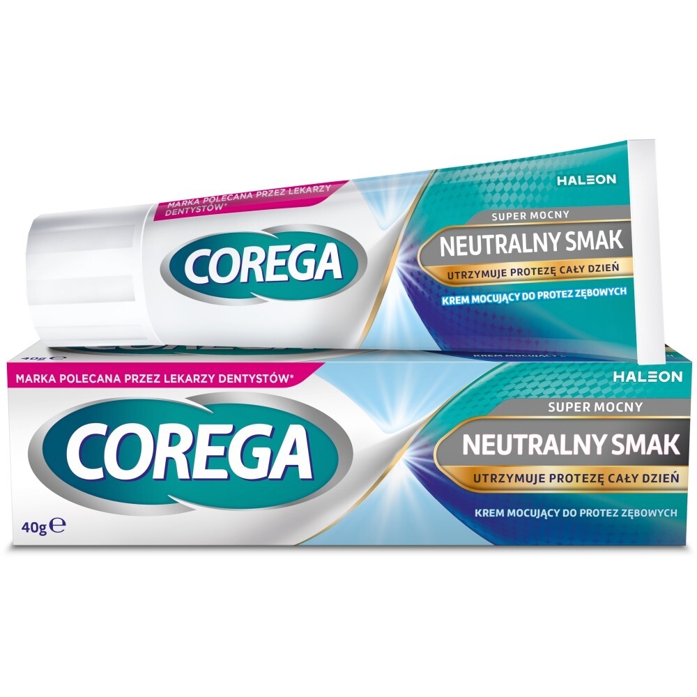 Corega Super Mocny Neutralny Smak, krem do protez, 40 g