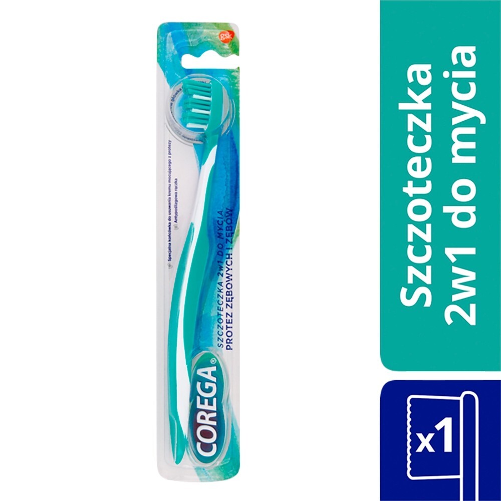 Corega Szczoteczka 2w1 do mycia protez zębowych i zębów