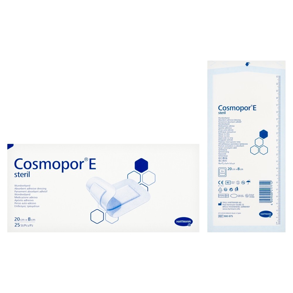 Cosmopor E, opatrunek na rany pooperacyjne, jałowy, 20 cm x 8 cm, 25 sztuk