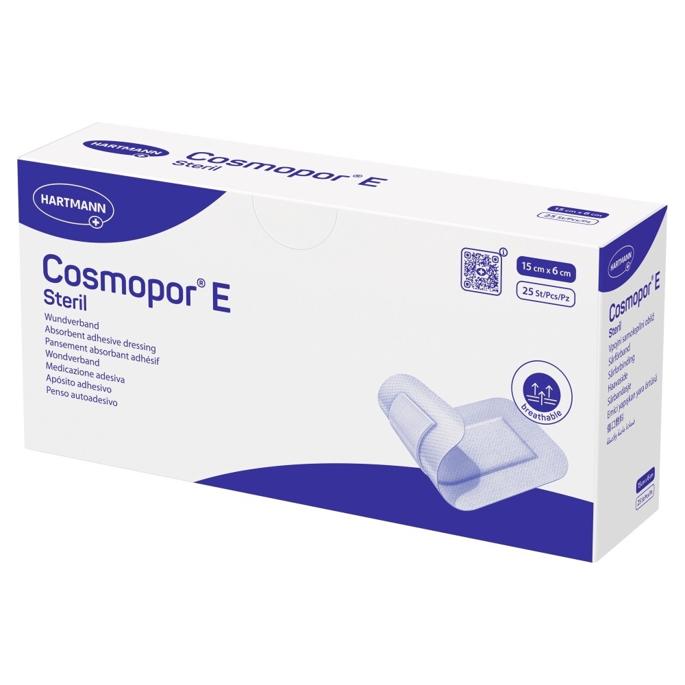 Cosmopor E, plastry opatrunkowe jałowe, 15 x 6 cm, 25 sztuk