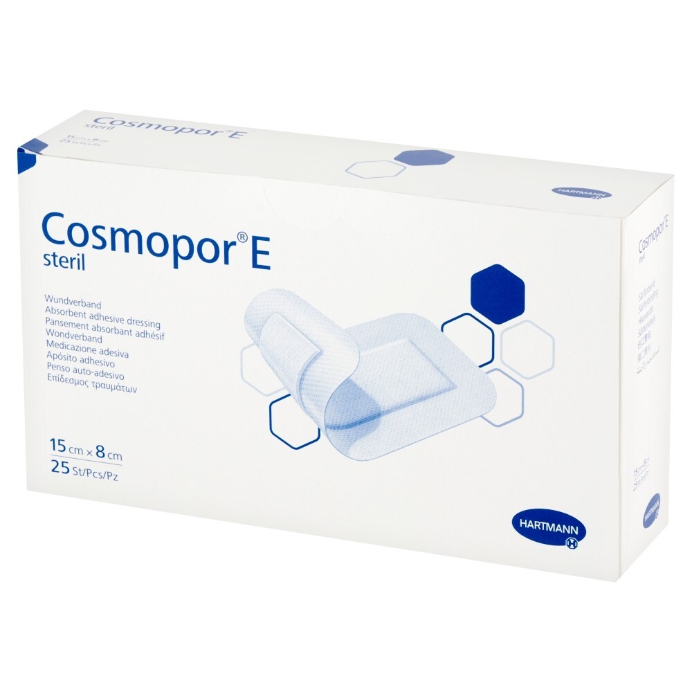 Cosmopor E, plastry opatrunkowe jałowe, 15 x 8 cm, 25 sztuk