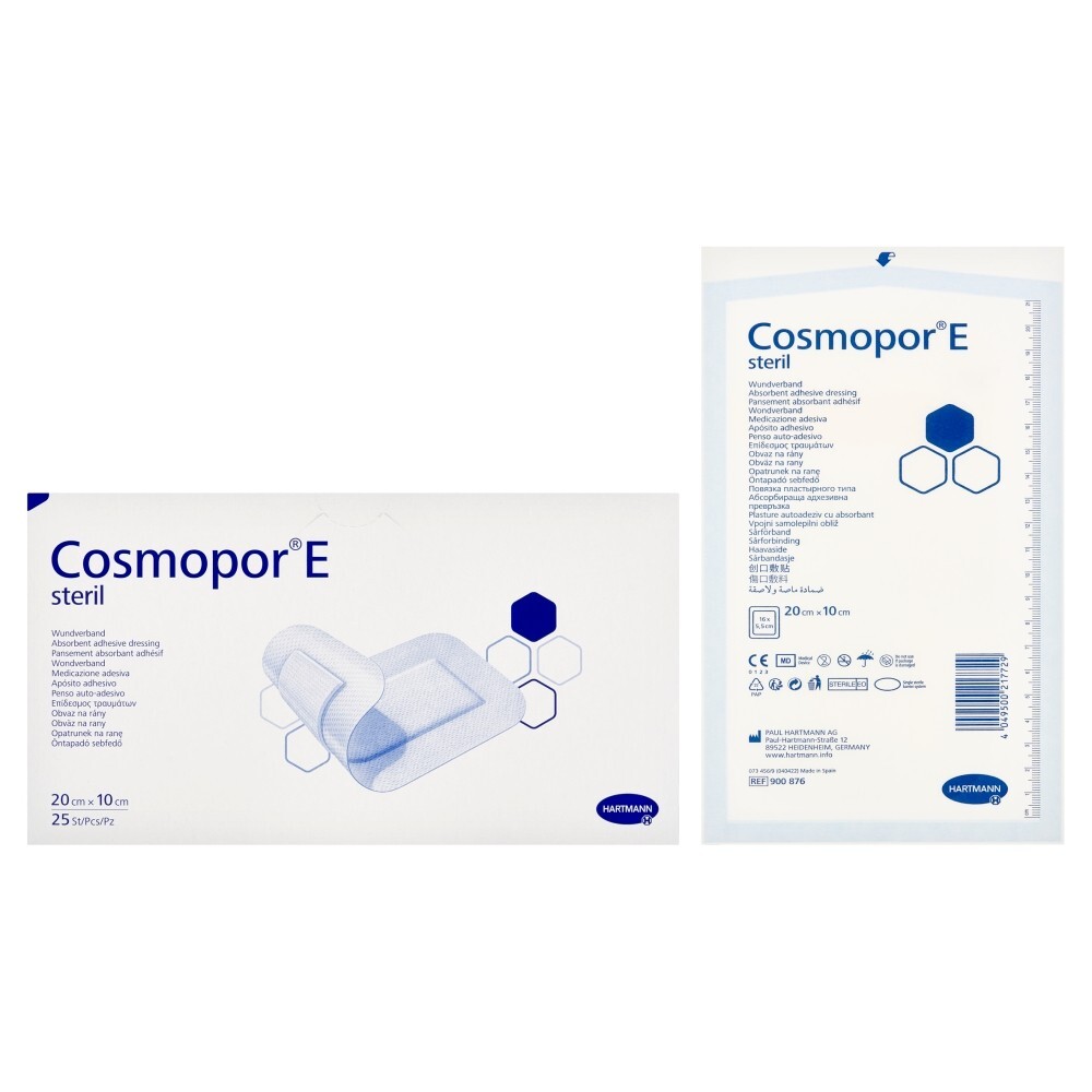 Cosmopor E, plastry opatrunkowe jałowe, 20 x 10 cm, 25 sztuk