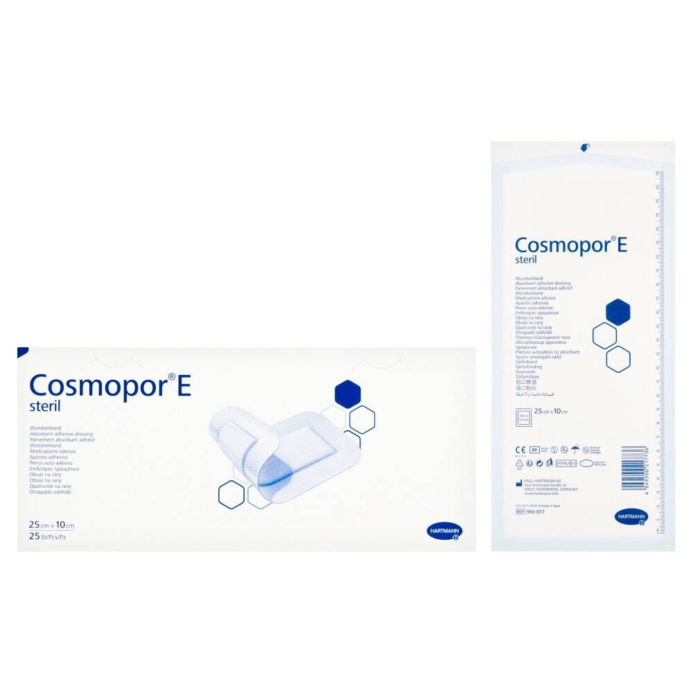 Cosmopor E, plastry opatrunkowe, jałowe, 25 x 10 cm, 25 sztuk