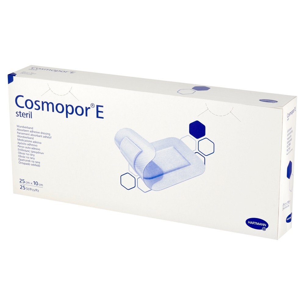 Cosmopor E, plastry opatrunkowe, jałowe, 25 x 10 cm, 25 sztuk