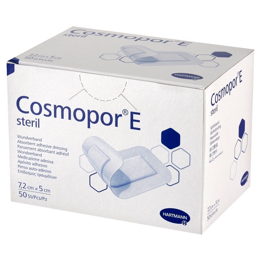 Cosmopor E, plastry opatrunkowe jałowe, 7,2 x 5 cm, 50 sztuk
