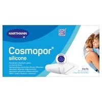 Cosmopor Silicone, opatrunek chłonny, samoprzylepny, jałowy, z silikonową warstwą kontaktową, 20 cm x 10 cm, 5 sztuk
